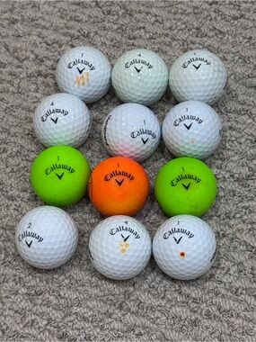 2. Callaway set of 12 supersoft White, Neon Green & Orange Golf Ball Mix